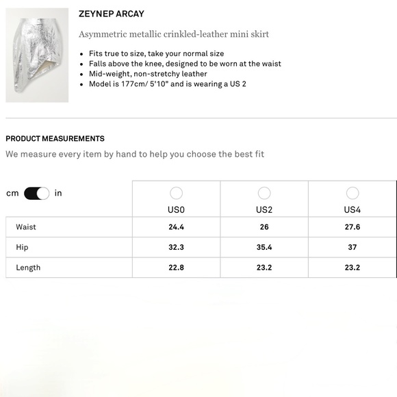 Zeynep Arcay Silver Asymmetric Crinkled-Leather Skirt US4 New With Tags - Picture 11 of 16